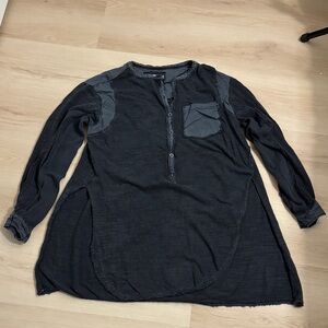 WE THE FREE  Charcoal gray Long Sleeve Tunic Top oversized flowy size Small boho